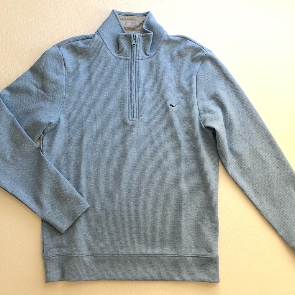 Vineyard Vines Saltwater 1/4 Zip in Blue and Grey NWT Size Small